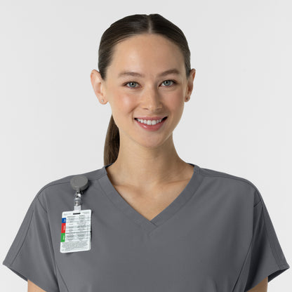 RENEW 6154 Women's V-Neck Tunic Scrub Top Pewter