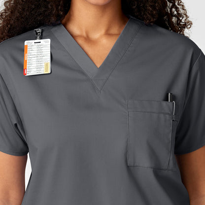 WonderWORK 100 Unisex V-Neck Scrub Top Pewter Model Image Alternate | Wink