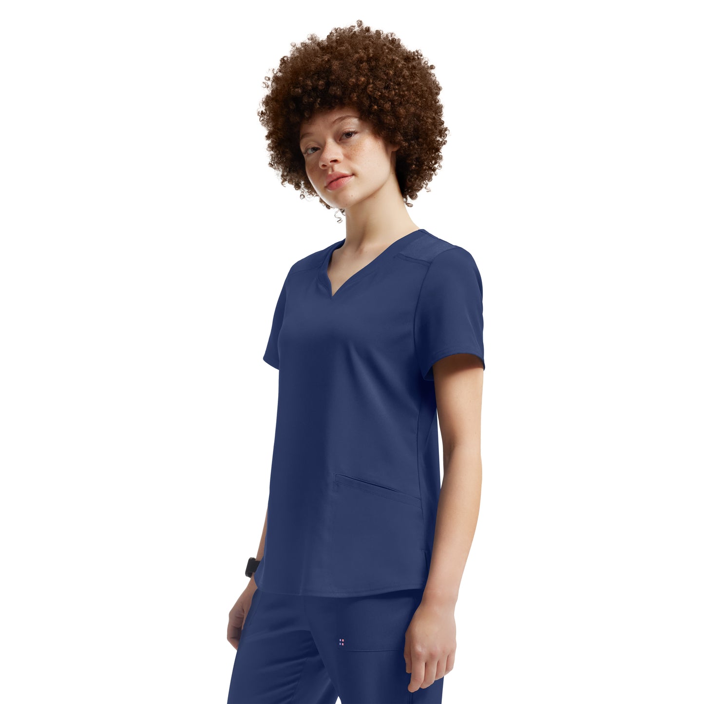 VIBE WT121 Women's 3 Pocket V Neck Scrub Top Navy Image