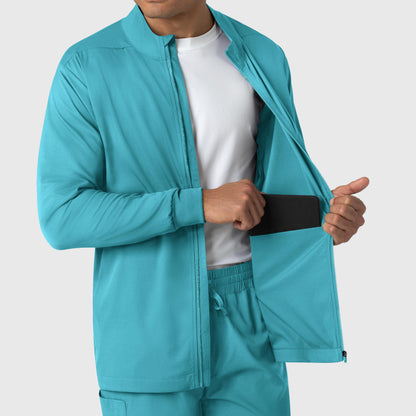 Boundless 8351 Men's Warm Up Scrub Jacket Teal Model Image Alternate | Wink