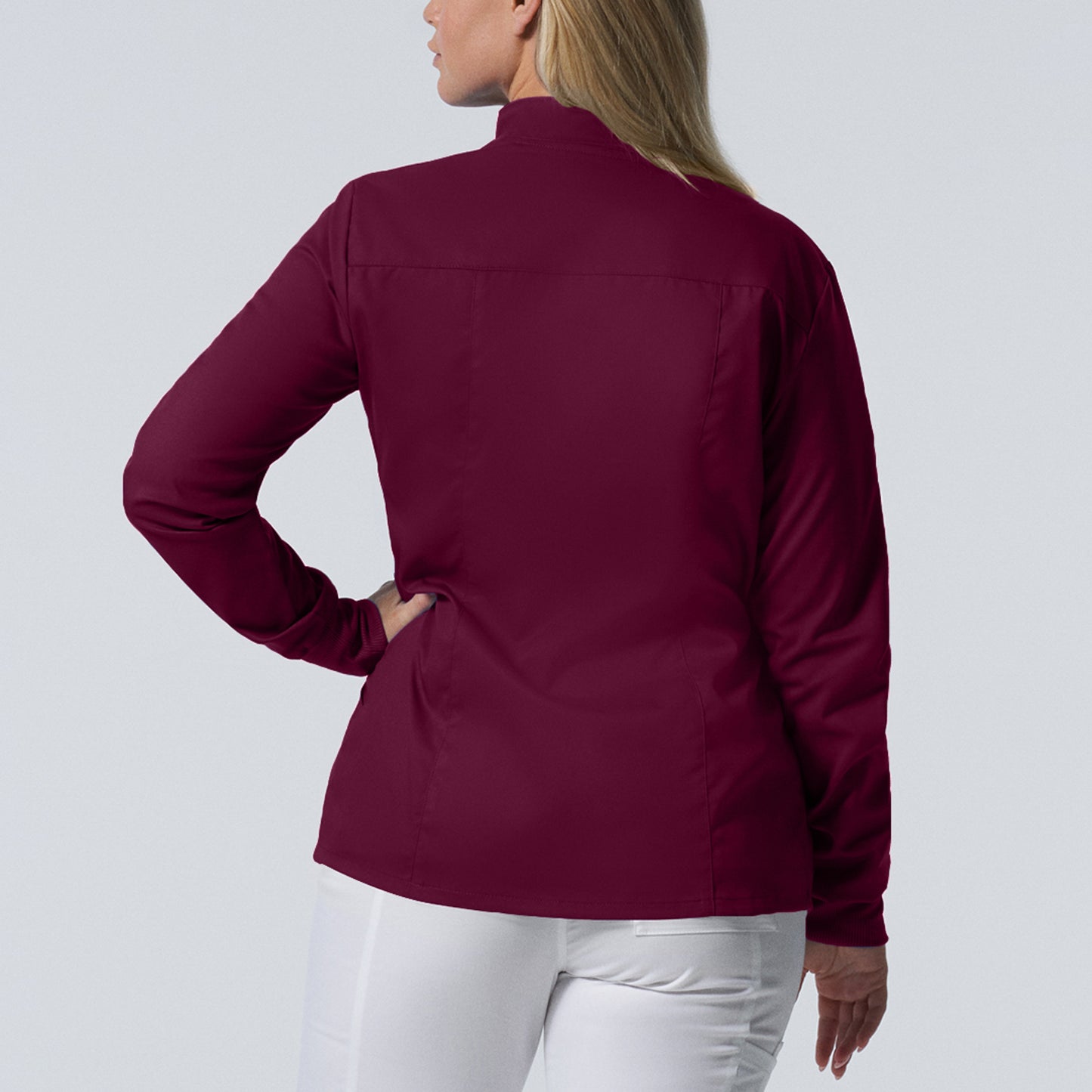 ProFlex LJ701 Women's 3 Pocket Scrub Jacket Wine Image