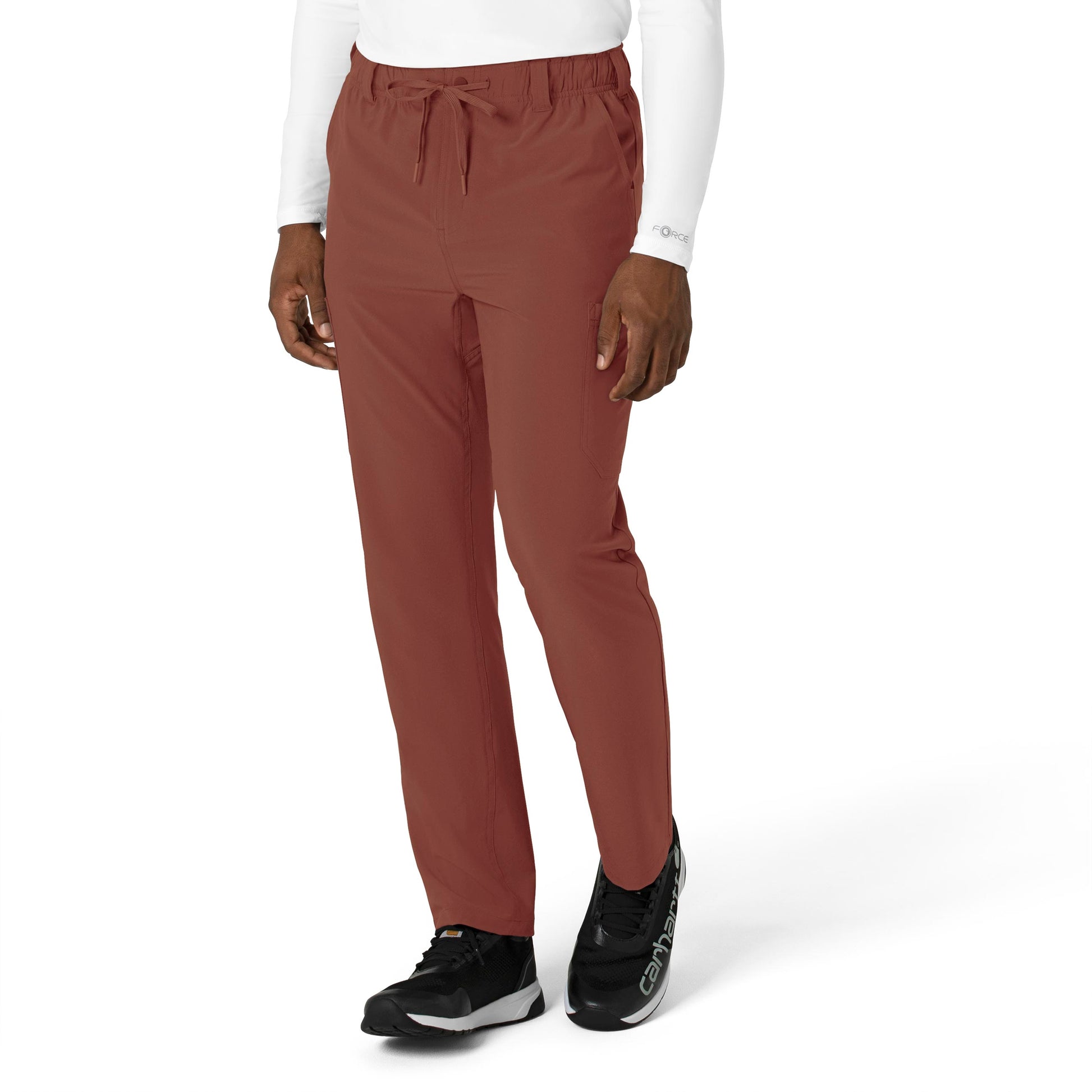 Force Cross-Flex C56410 Men's Straight Leg Scrub Pant Sable Model Image Left Side | Carhartt