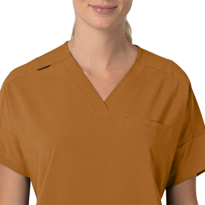 Force Cross-Flex C13110 Oversized V-Neck Scrub Top Fox Brown Model Image Left Side | Carhartt