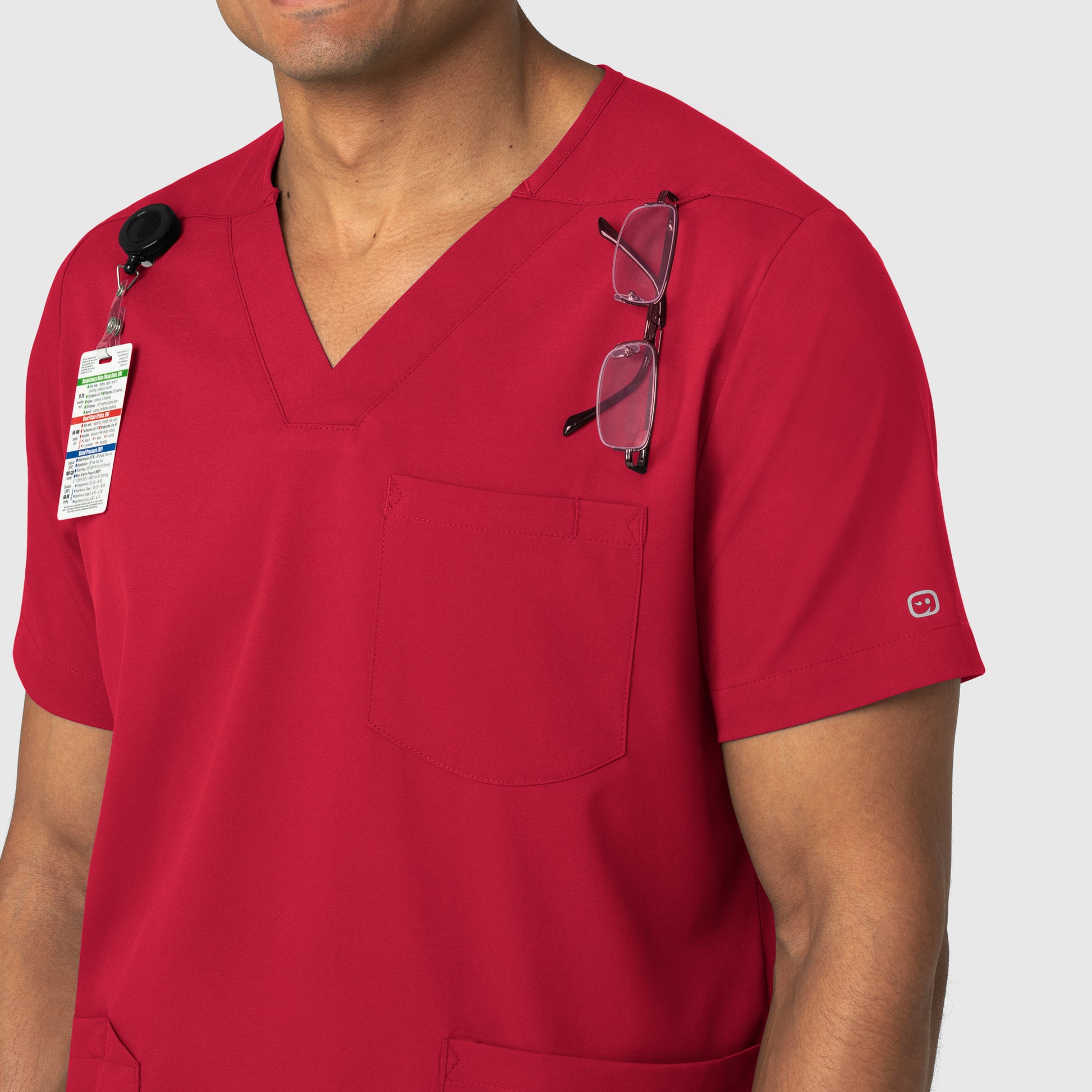 Boundless 6351 Men's Multi Pocket V-Neck Scrub Top Red Model Image Alternate | Wink