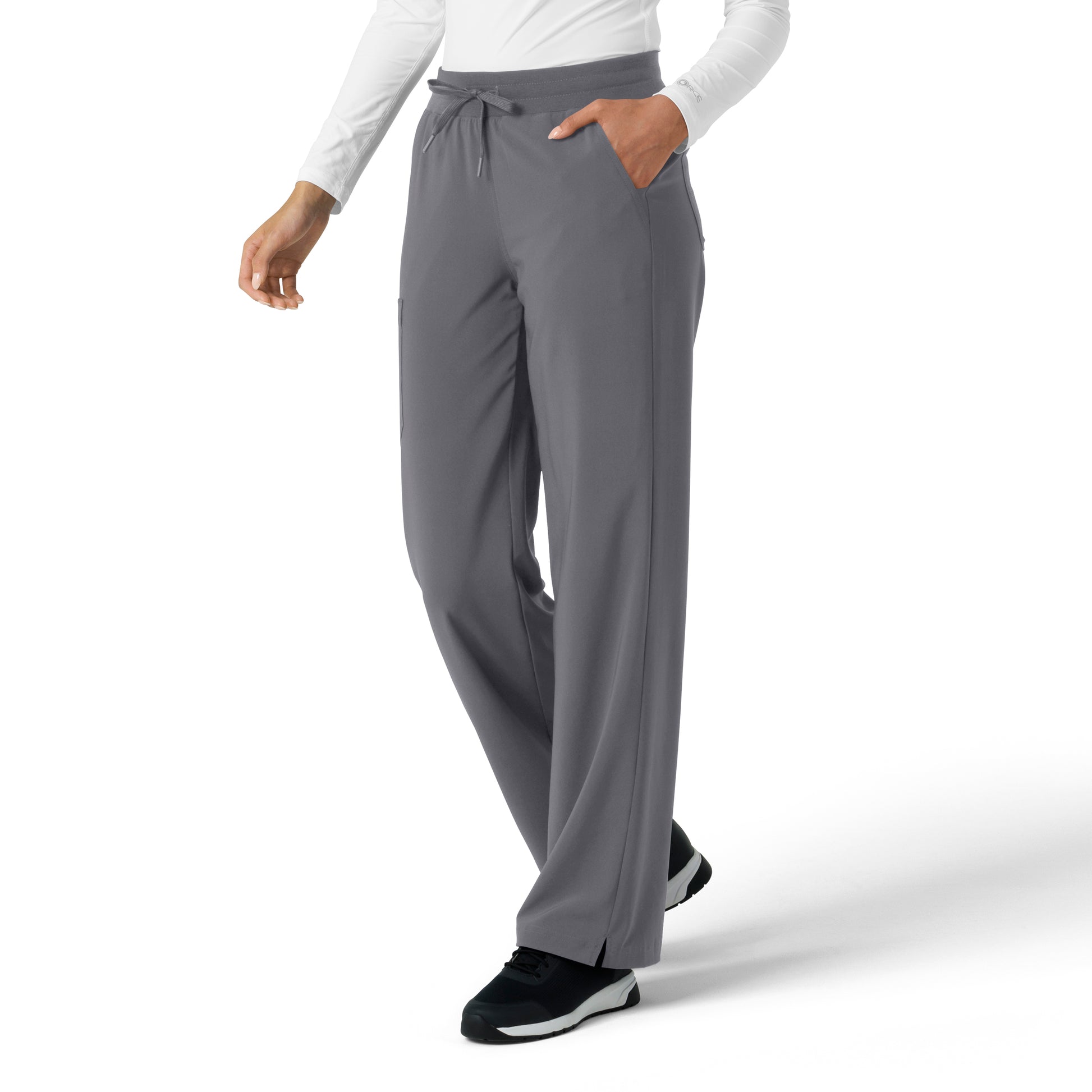 Force Cross-Flex C53310 Boot Cut Scrub Pants Pewter Model Image Right Side | Carhartt