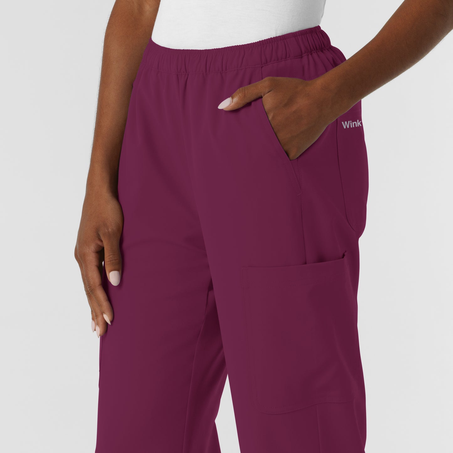 NURTUR 5180 Women's Straight Leg Cargo Scrub Pants Wine