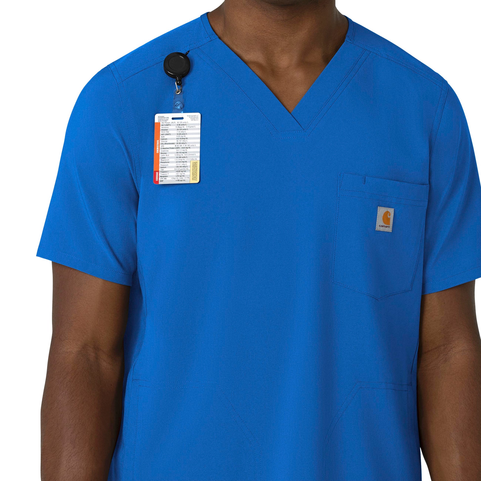 Force Cross-Flex C16410 Men's V-Neck Scrub Top Royal Model Image Left Side | Carhartt