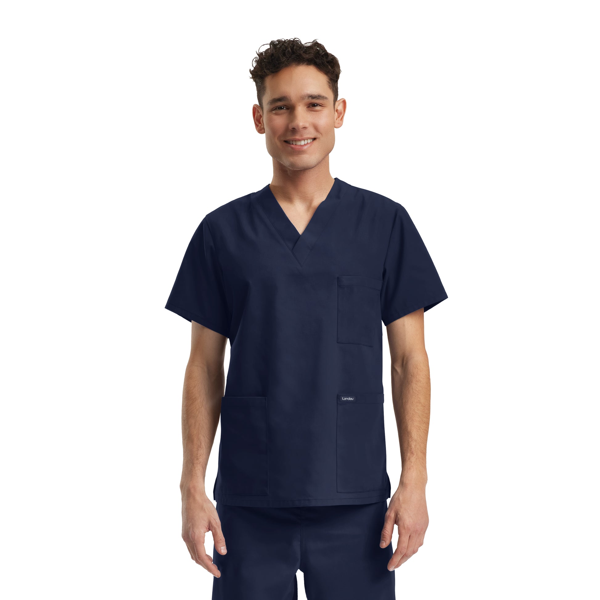 Essentials LT121 Unisex 3 Pocket V Neck Scrub Top Navy Image