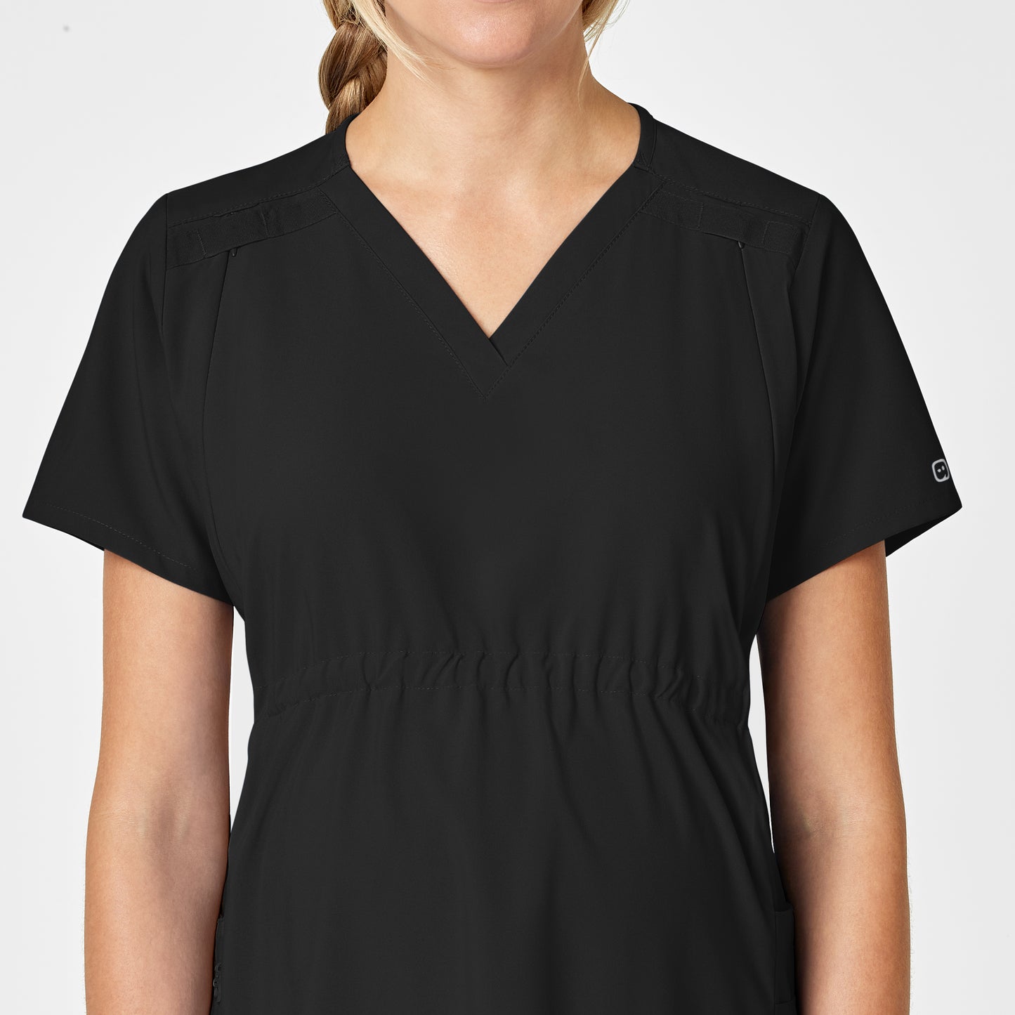 W123 4555 Maternity V-Neck Scrub Top Black Model Image Alternate | Wink