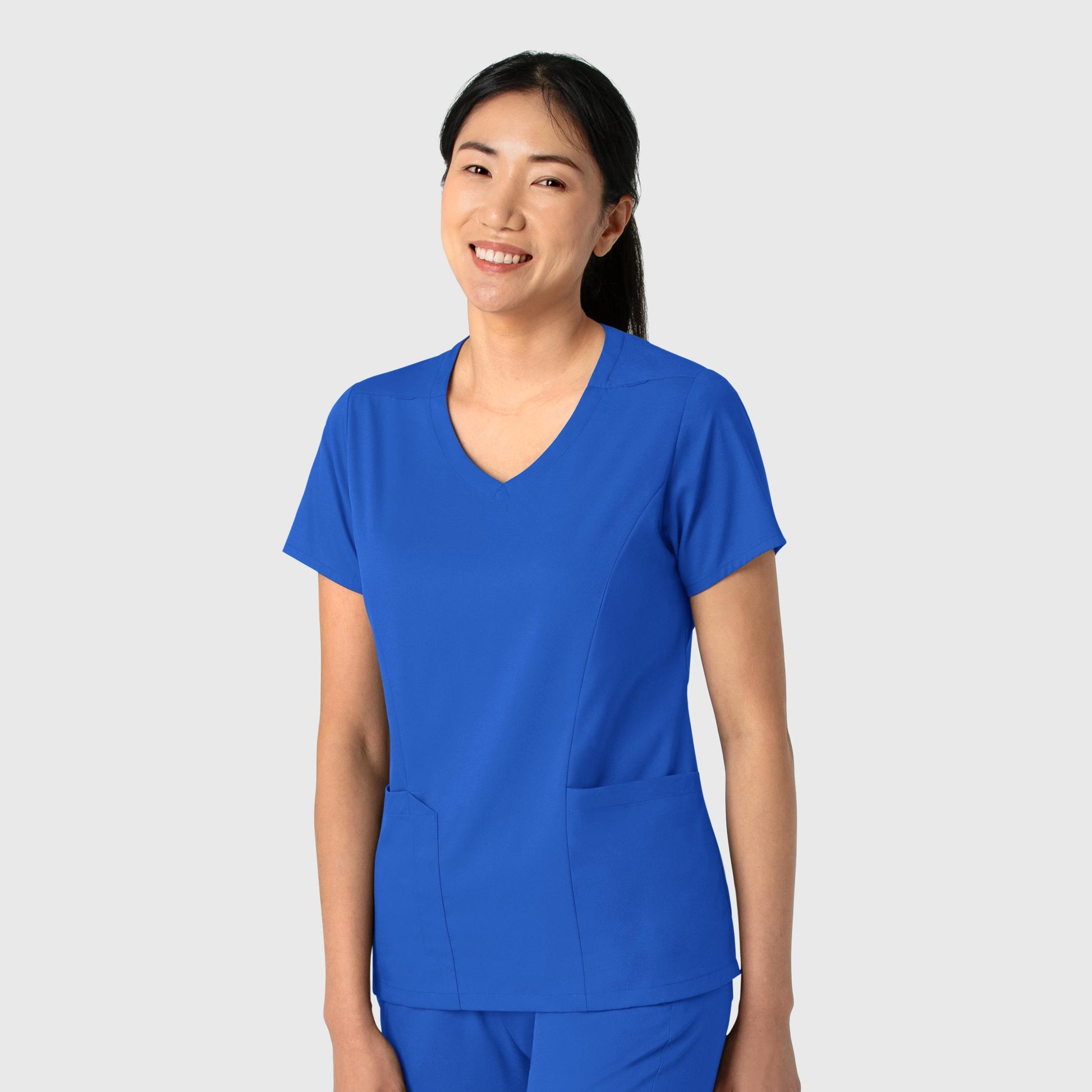 Boundless 6251 2-Pocket V-Neck Scrub Top Royal Model Image Right Side | Wink