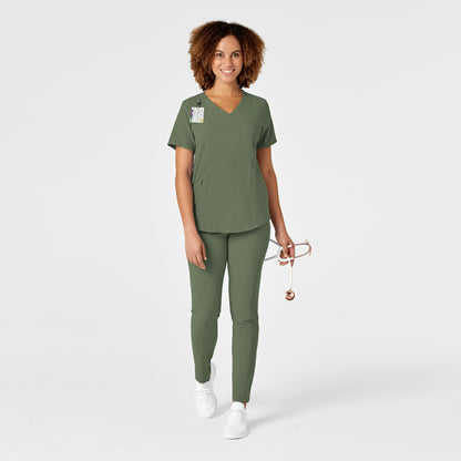 RENEW 6134 V-Neck Scrub Top Olive Model Image Alternate | Wink