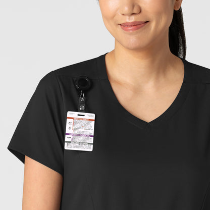 Boundless 6251 2-Pocket V-Neck Scrub Top Black Model Image Left Side | Wink