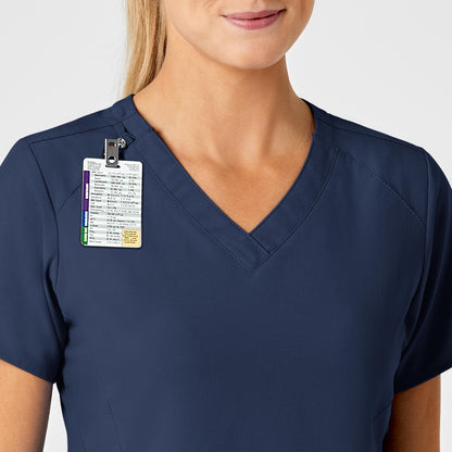 W123 6155 Stylized V-Neck Scrub Top Navy Model Image Alternate | Wink