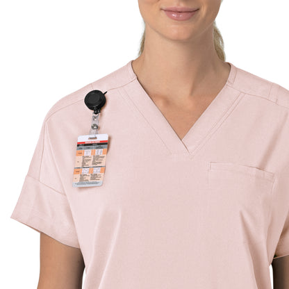 Force Cross-Flex C13110 Women's Oversized V-Neck Scrub Top Soft Rose
