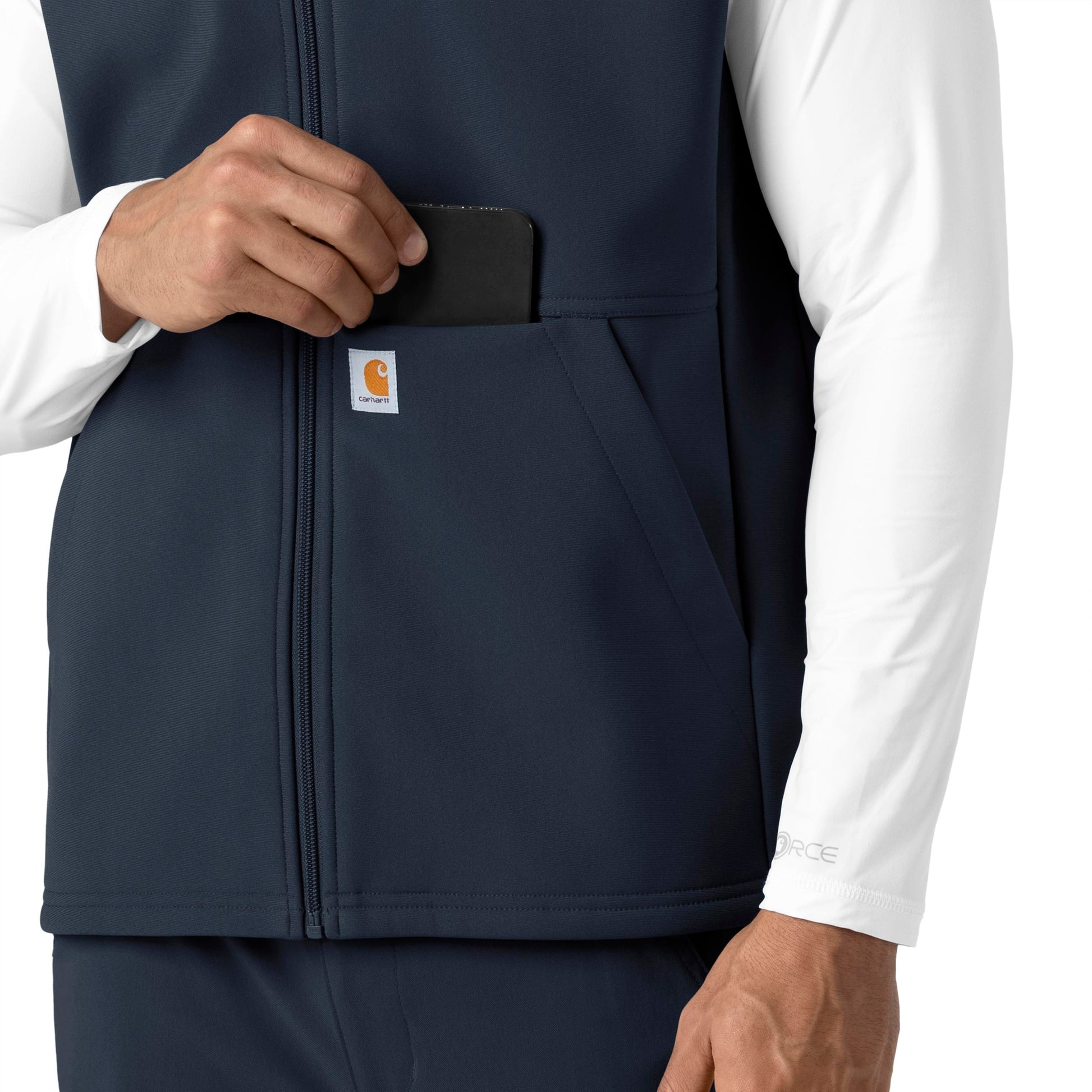 Rugged Flex C82023 Men's Bonded Fleece Vest Navy Model Image Alternate | Carhartt