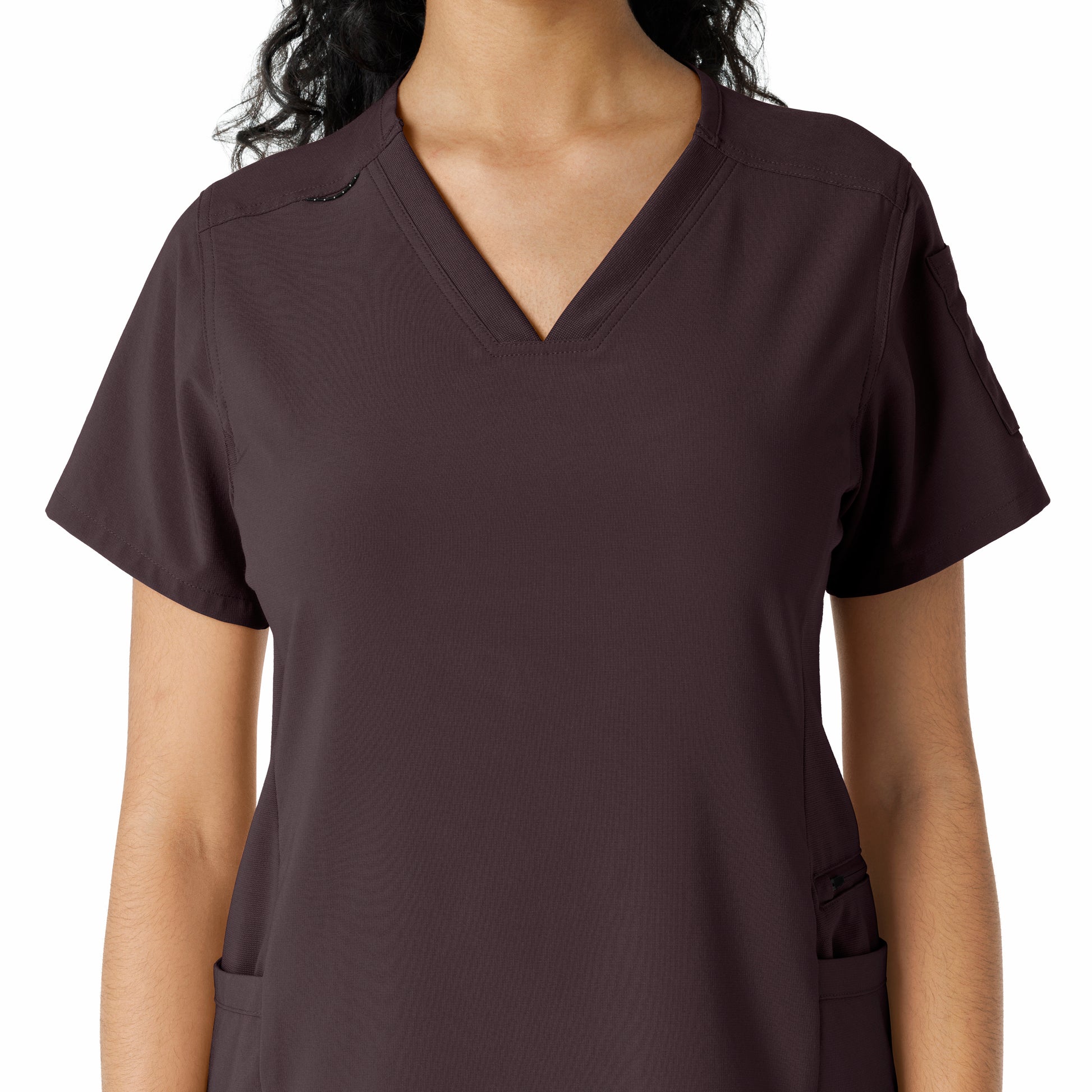 Force Cross-Flex C13310 Women's Knit Panel Scrub Top Dark Sepia