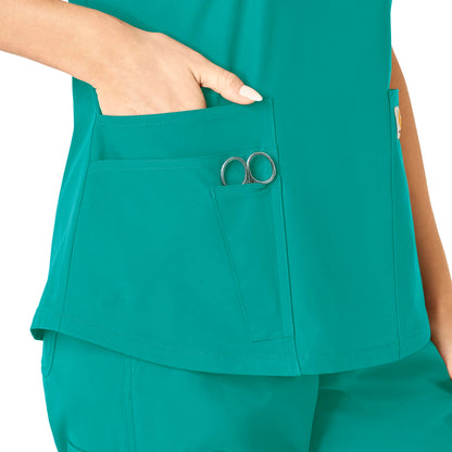 Force Essentials C12113 V-Neck Scrub Top Teal Blue Model Image Alternate | Carhartt