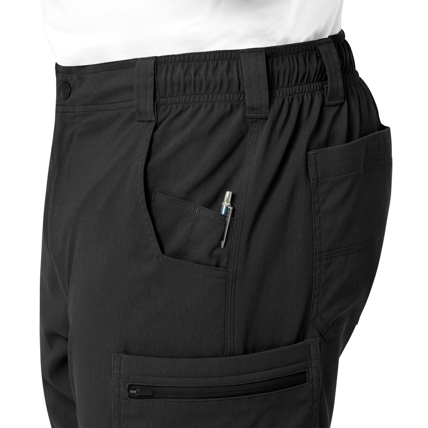 Rugged Flex Peak C55037 Men's Straight Leg Cargo Scrub Pants Black Model Image Alternate | Carhartt