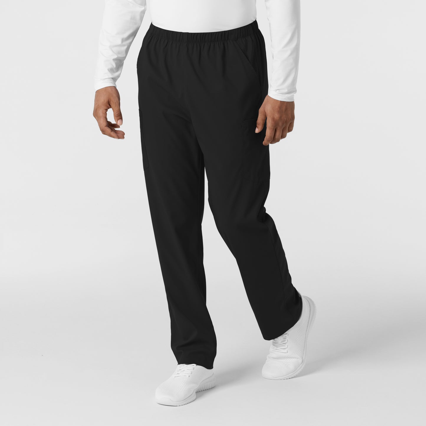 Boundless 5051 Unisex Straight Leg Scrub Pants Black Model Image Right Side | Wink