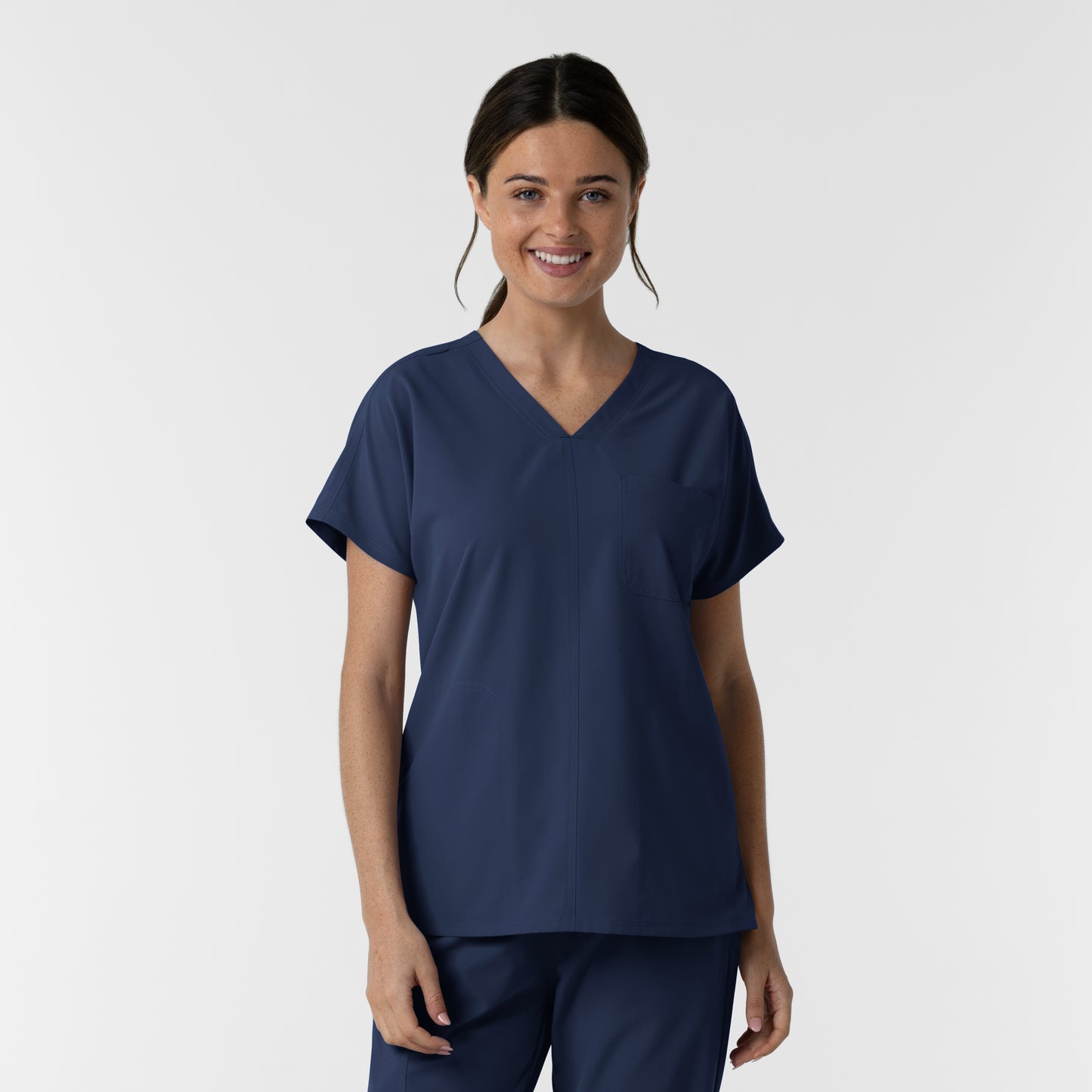 NURTUR 6280 Women's Drop Shoulder Tunic Scrub Top Navy