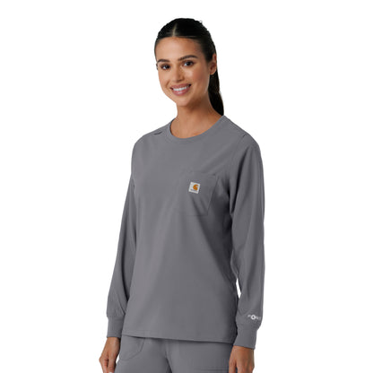 Force Cross-Flex C13610 Women's Crew Neck Long Sleeve Scrub Top Pewter