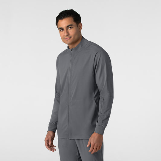 Boundless 8351 Men's Warm Up Scrub Jacket Pewter Model Image Right Side | Wink