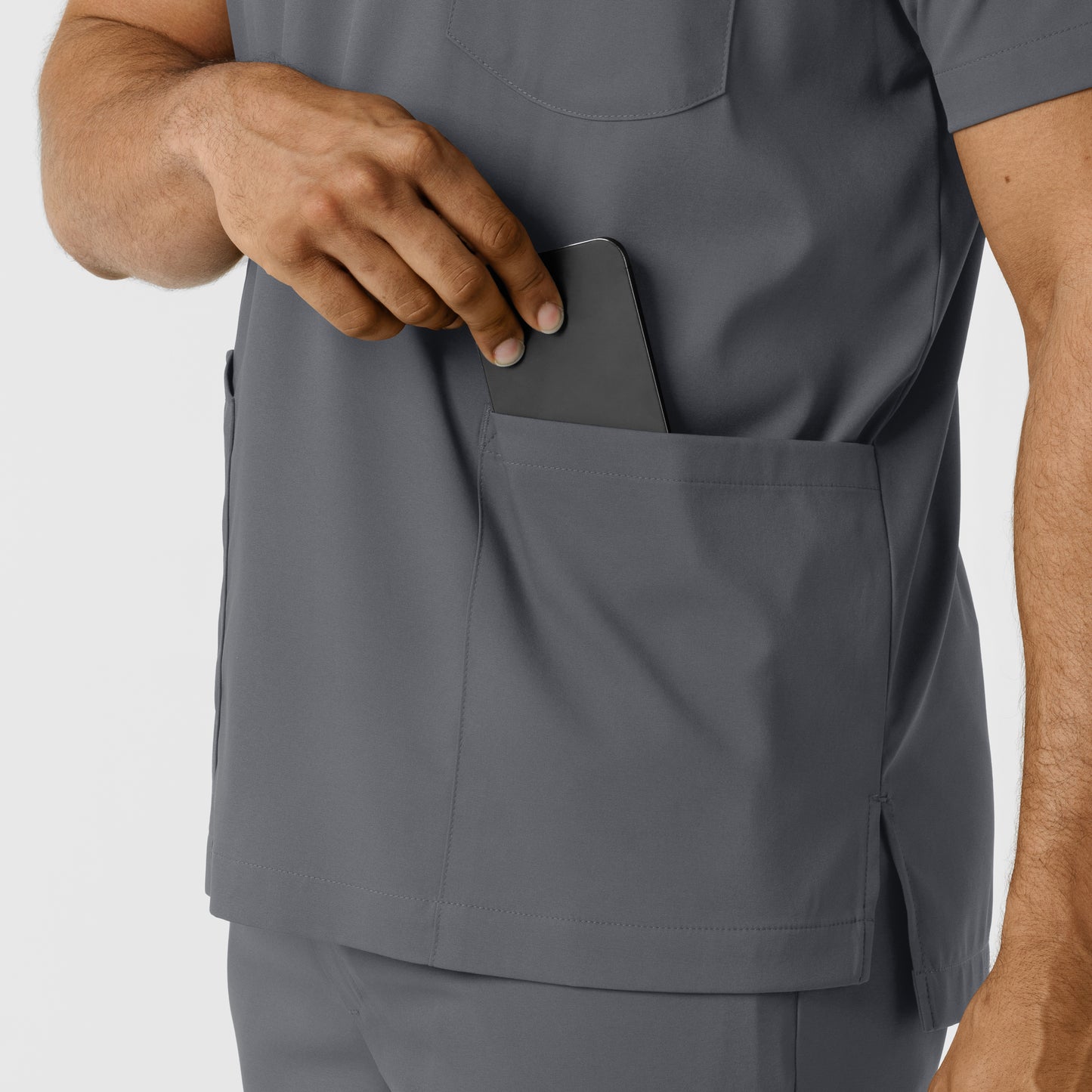 Boundless 6351 Men's Multi Pocket V-Neck Scrub Top Pewter Model Image Alternate | Wink