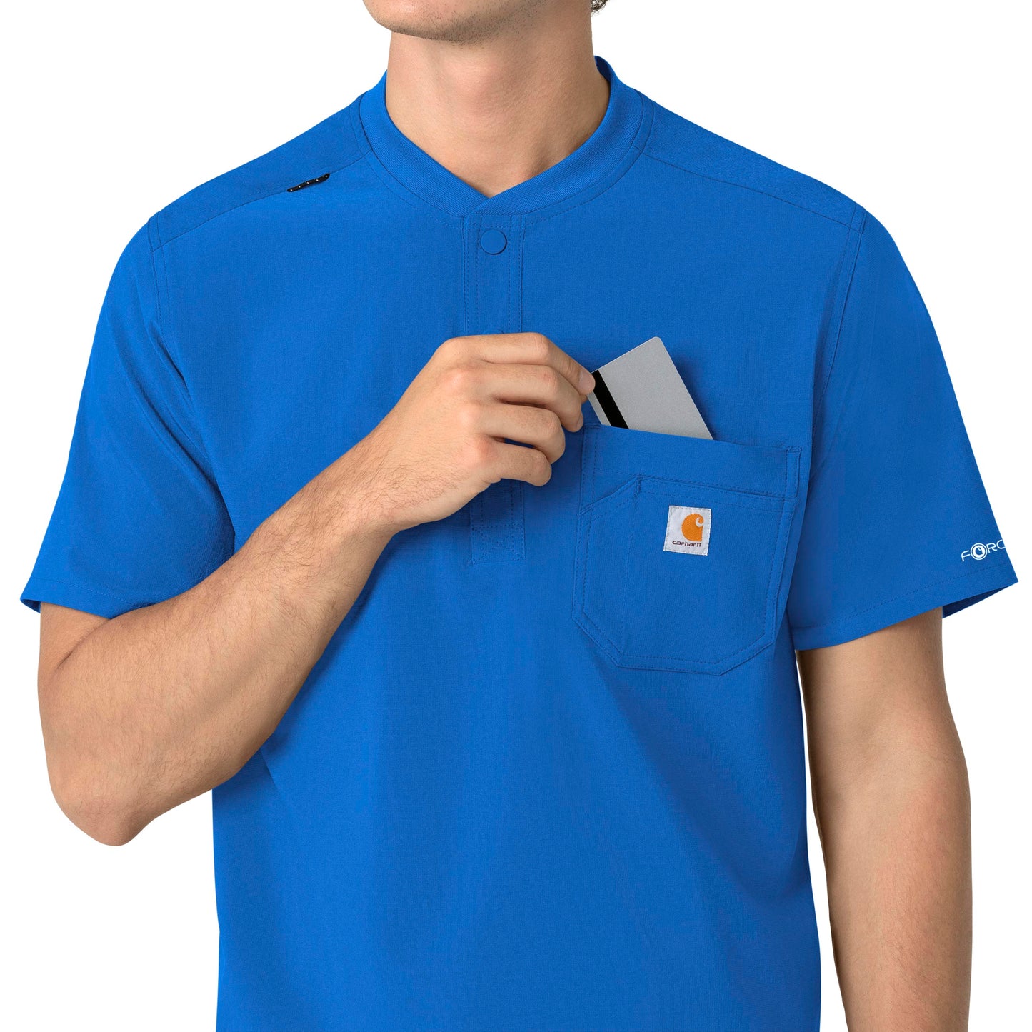 Force Cross-Flex C16310 Men's Henley Scrub Top Royal Model Image Alternate | Carhartt