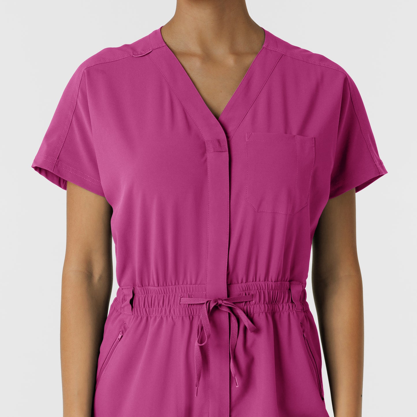 RENEW 3234 Cargo Jogger Scrub Jumpsuit Raspberry Model Image Left Side | Wink