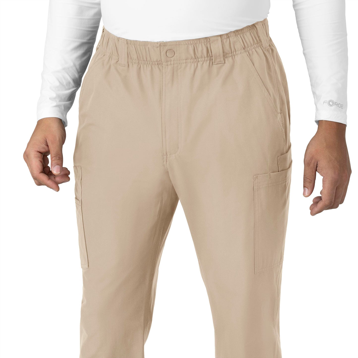 Force Essentials C56113 Men's Straight Leg Cargo Scrub Pants Khaki Model Image Alternate | Carhartt