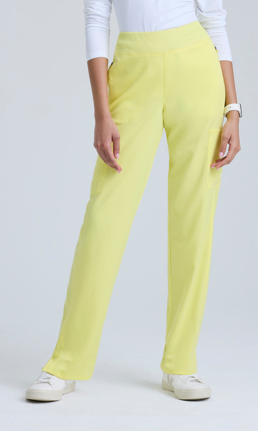 Grey's Anatomy Stretch GRSP758 Irene Pant Lemon Chiffon - front