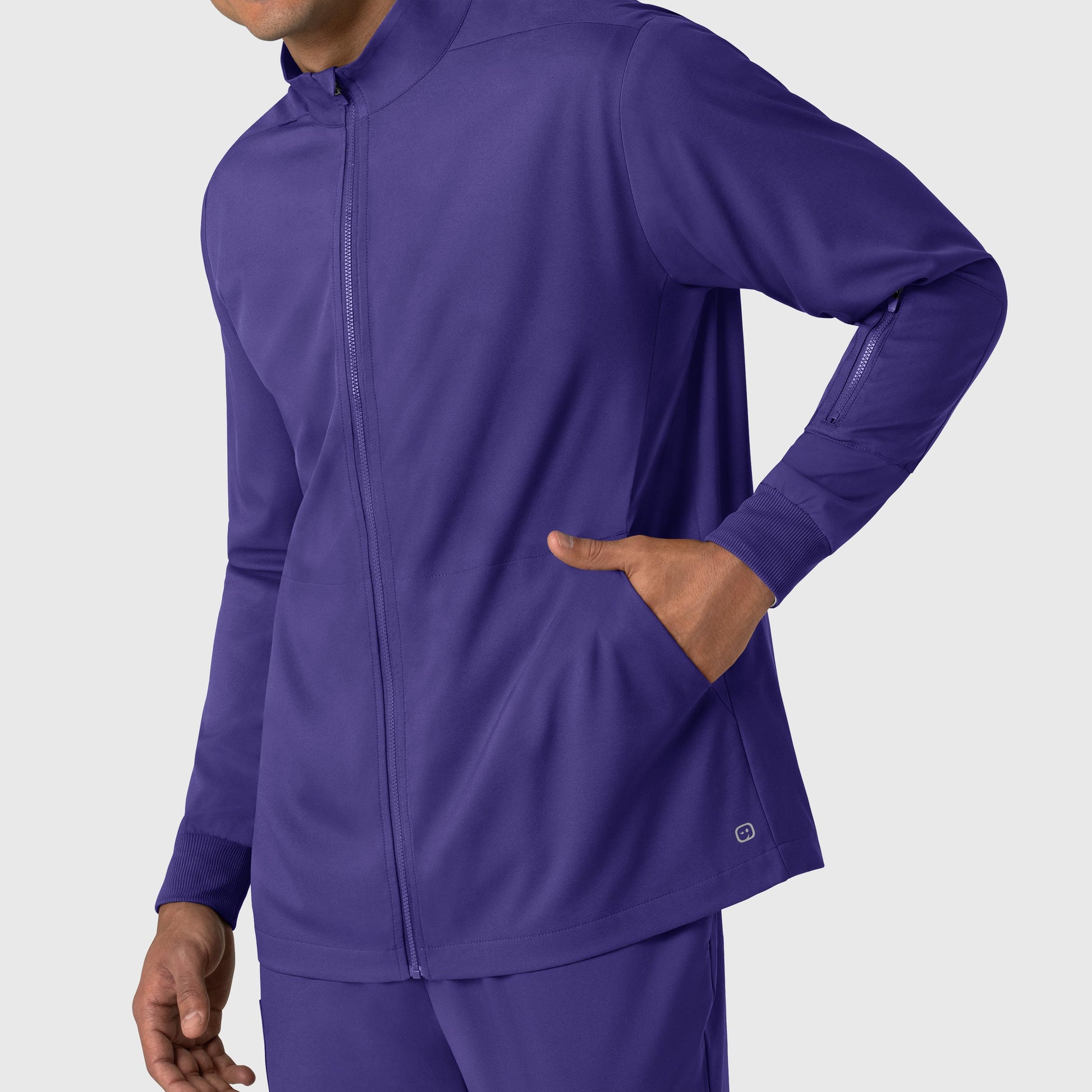 Boundless 8351 Men's Warm Up Scrub Jacket Grape Model Image Left Side | Wink