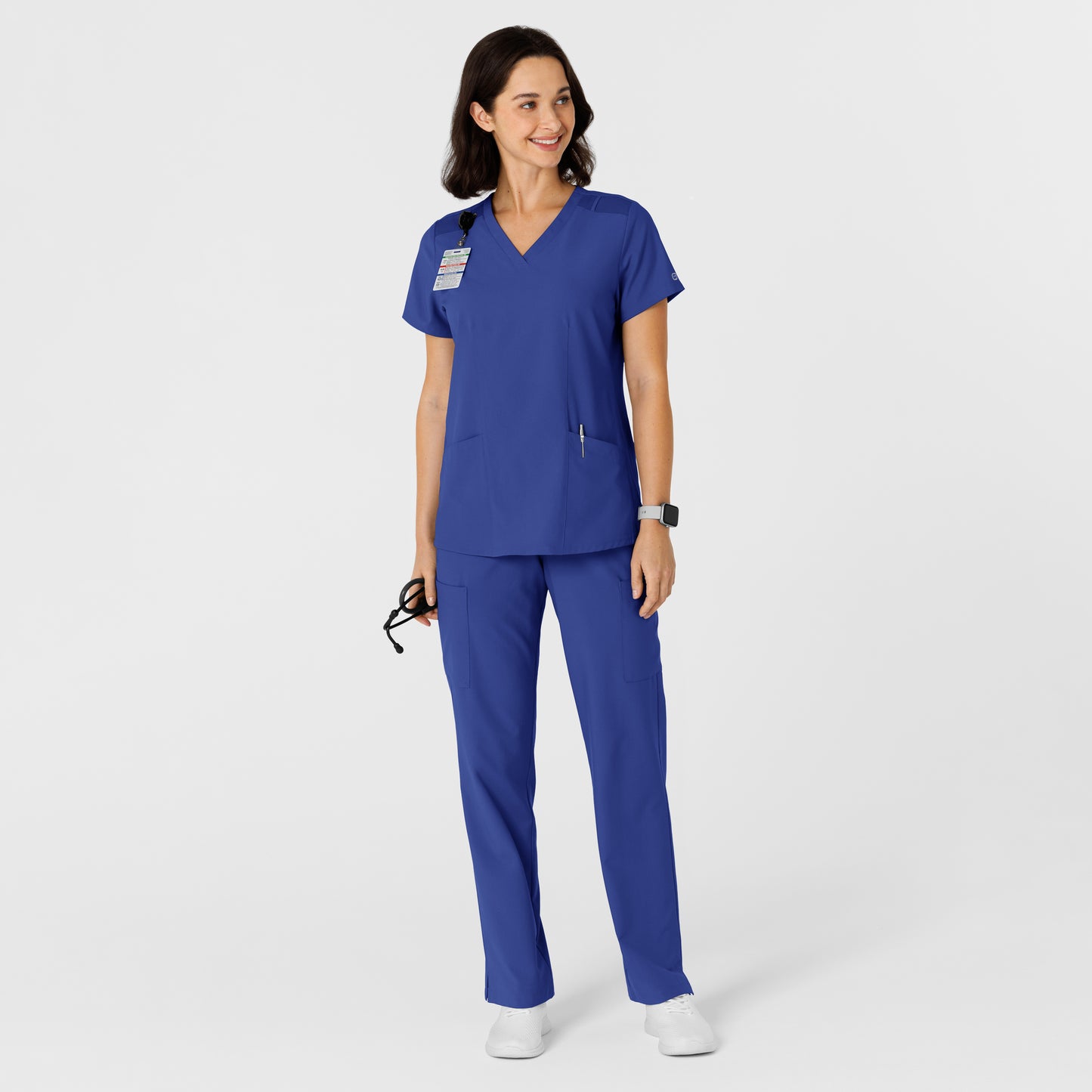 W123 6145 Women's Flex-n-Reach Side Panel V-Neck Scrub Top Galaxy Blue