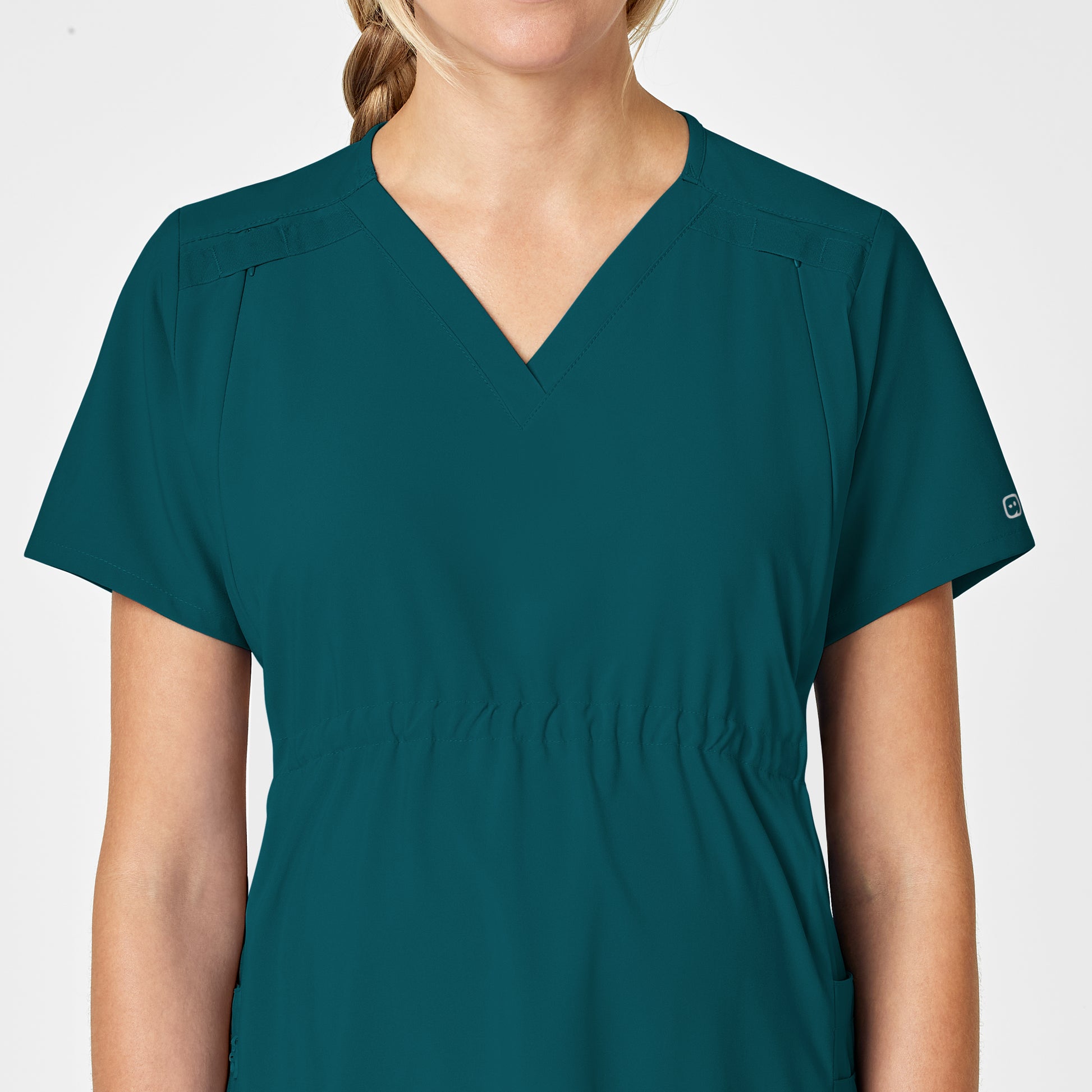 W123 4555 Maternity V-Neck Scrub Top Caribbean Blue Model Image Alternate | Wink