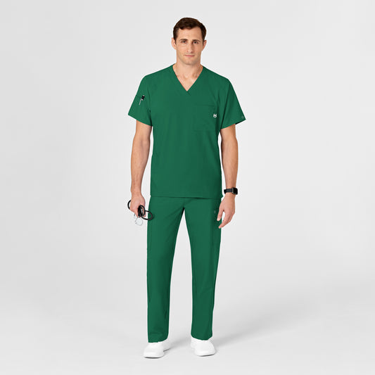 W123 6355 Men's V-Neck Scrub Top Hunter Model Image Front | Wink