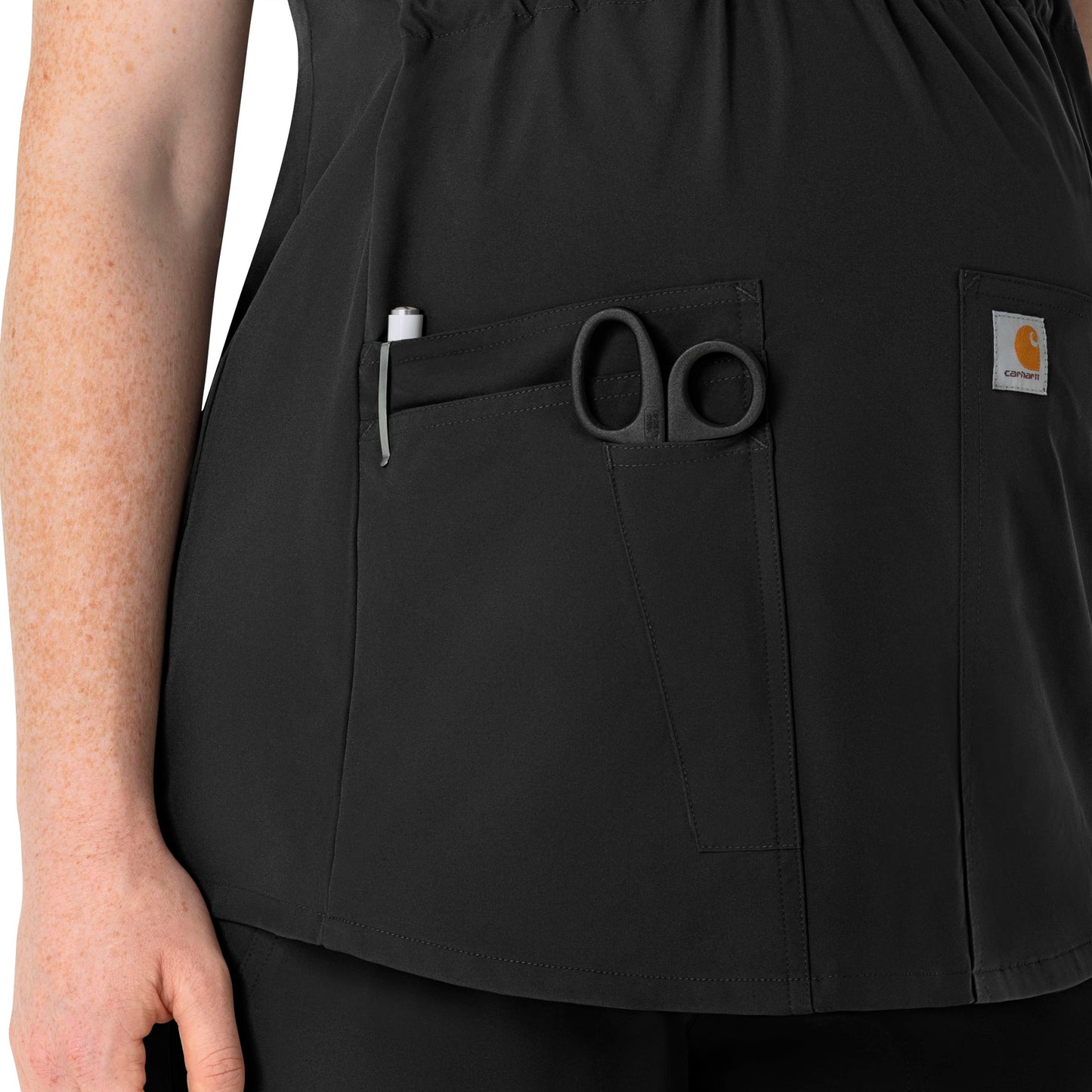 Force Essentials C14113 Henley Maternity Scrub Top Black Model Image Alternate | Carhartt