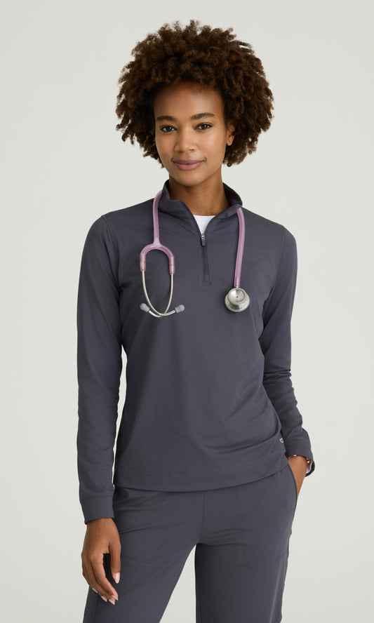 Skechers Slip-ins SKT274 Atlas Quarter Zip Knit Top Pewter