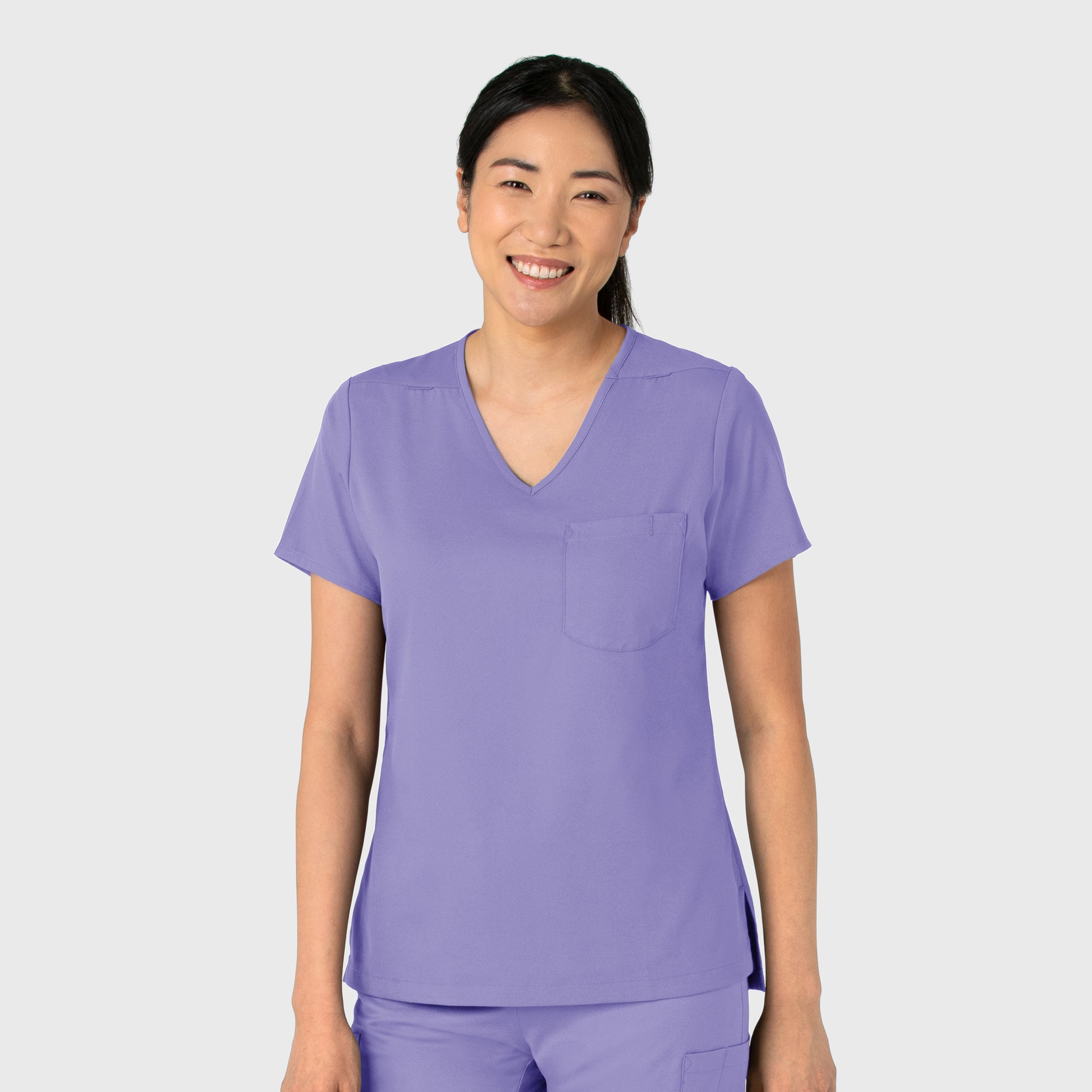 Boundless 6151 Tuck-In Scrub Top Iris Purple Model Image Right Side | Wink