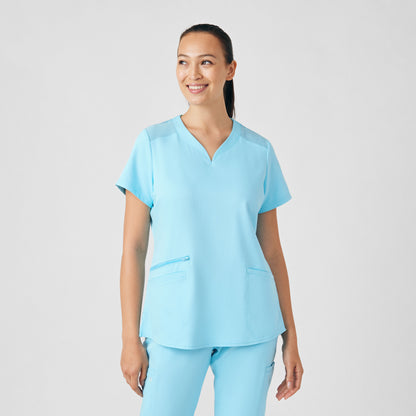 VIBE WT121 Women's 3 Pocket V Neck Scrub Top Island Blue Image