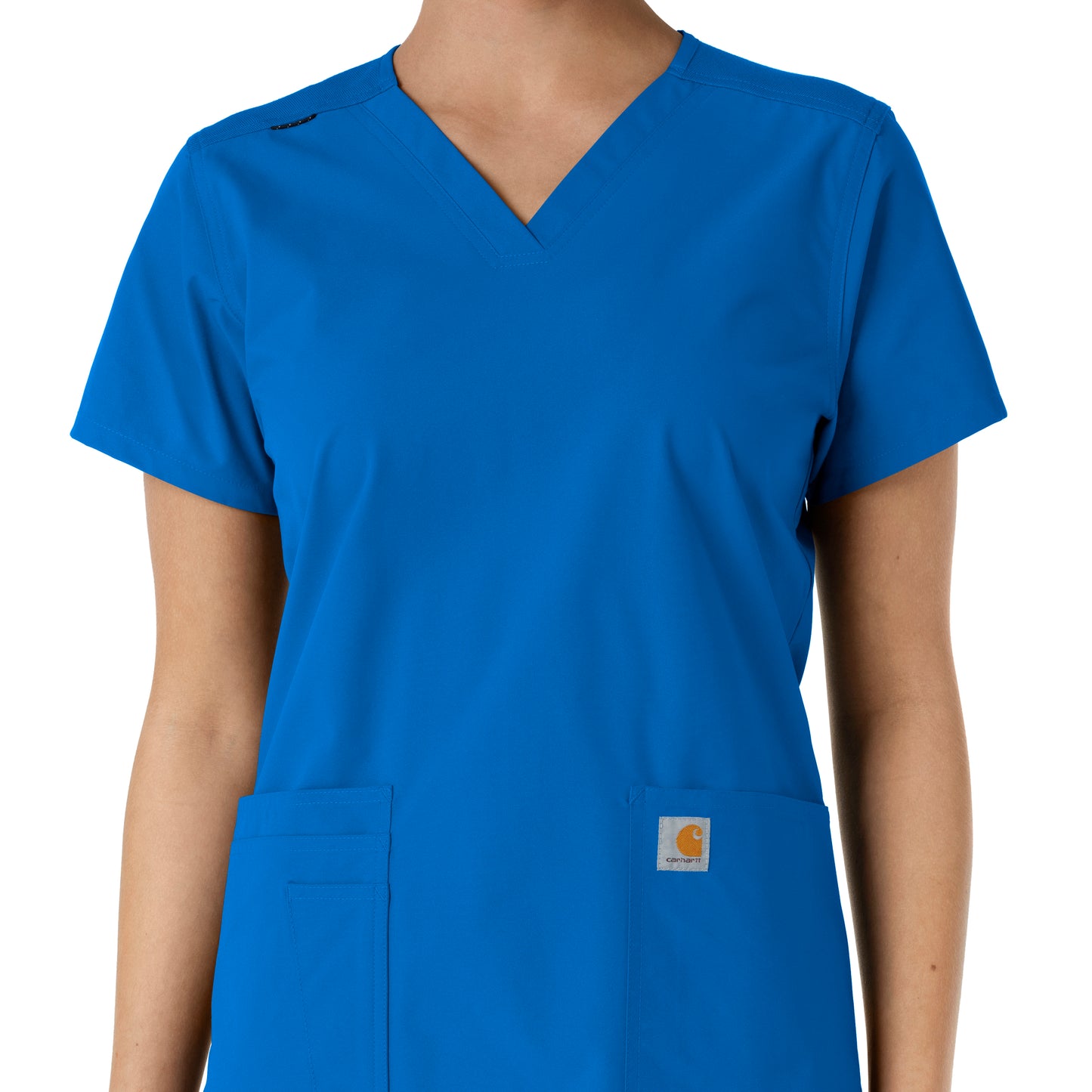 Force Essentials C12313 V-Neck Knit Panel Scrub Top Royal Model Image Alternate | Carhartt