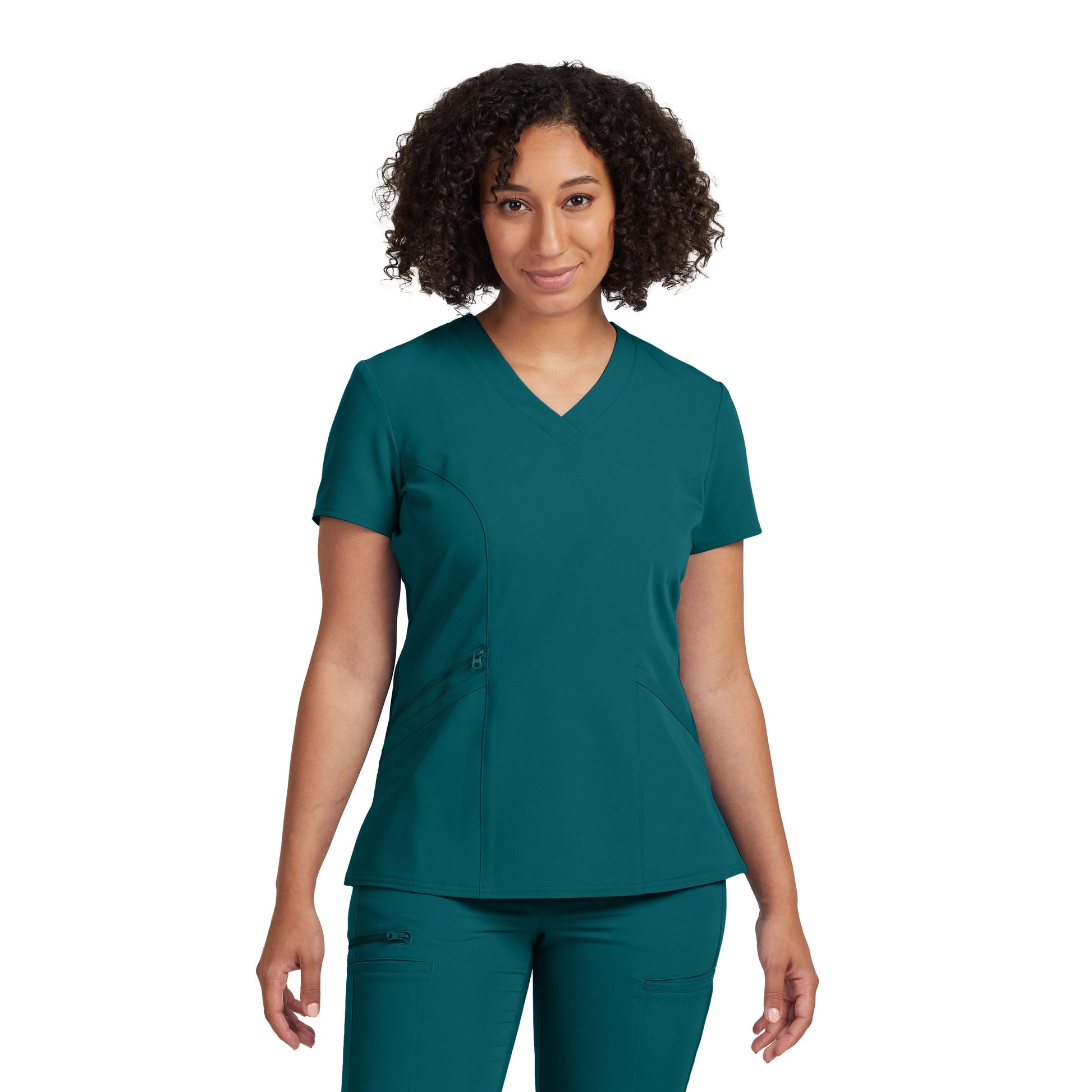 V-Tess WT134 Women's 3 Pocket V Neck Scrub Top Caribbean Image