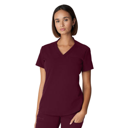 V-Tess WT110 Women's 2 Pocket V Neck Scrub Top Wine Image