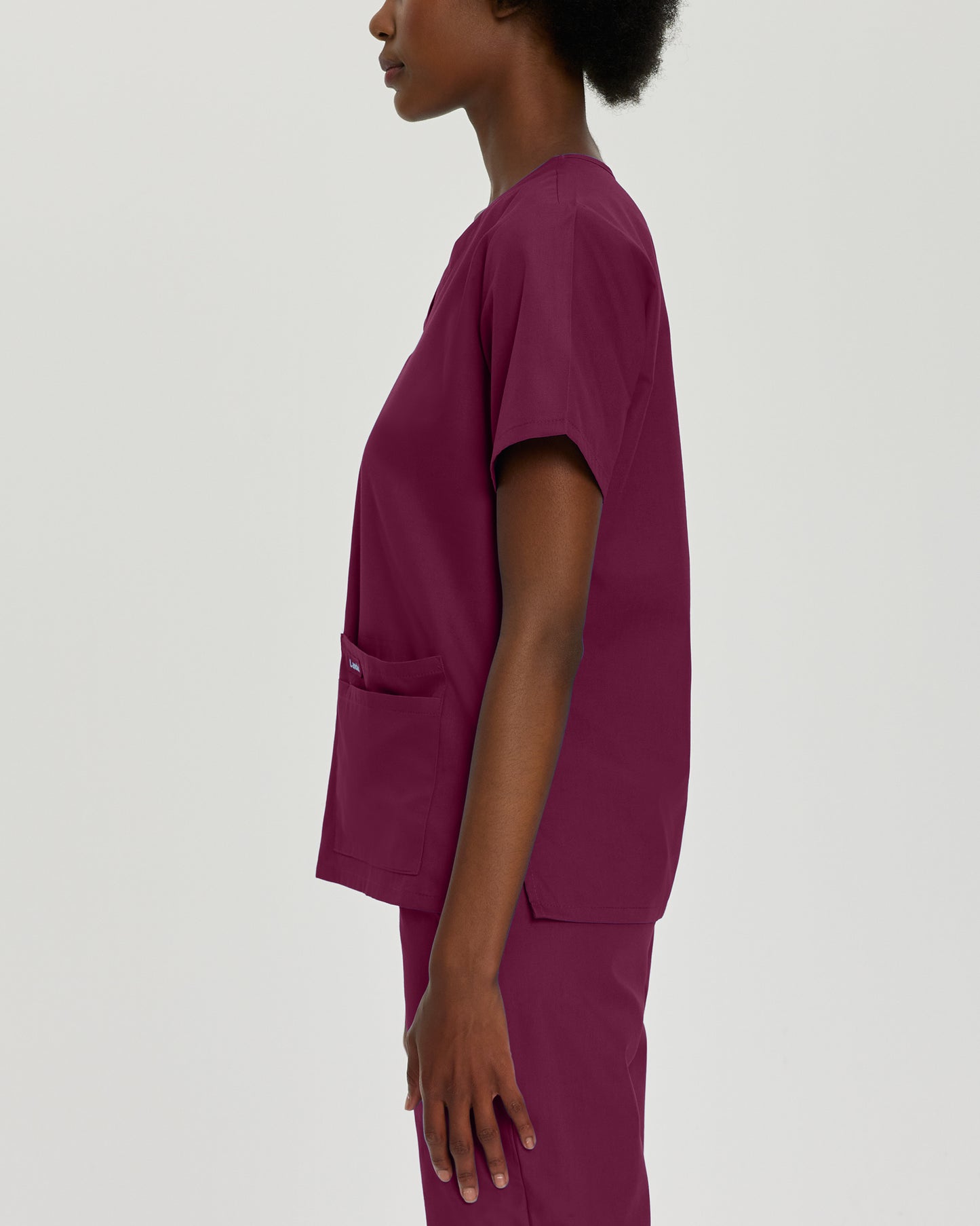 Essentials 8219 Women's 4 Pocket V Neck Scrub Top Wine Image