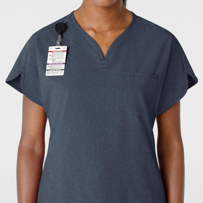 RENEW 6634 Dolman Scrub Top Navy Heather Model Image Left Side | Wink