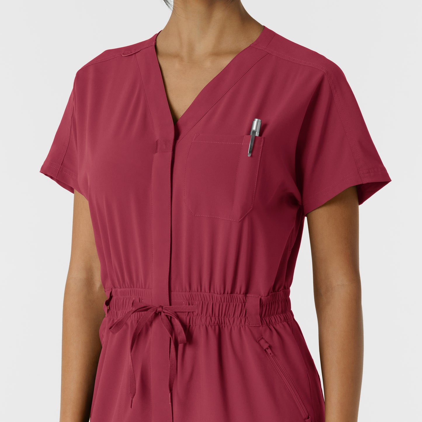 RENEW 3234 Women's Cargo Jogger Scrub Jumpsuit Ruby