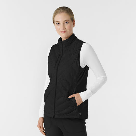 Layers 8277 Quilted Scrub Vest Black Model Image Right Side | Wink