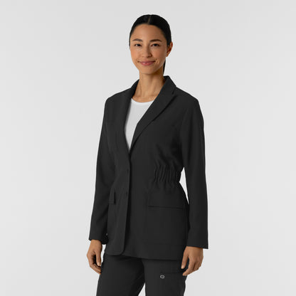 Layers 8166 Women's Blazer Short Lab Coat Black