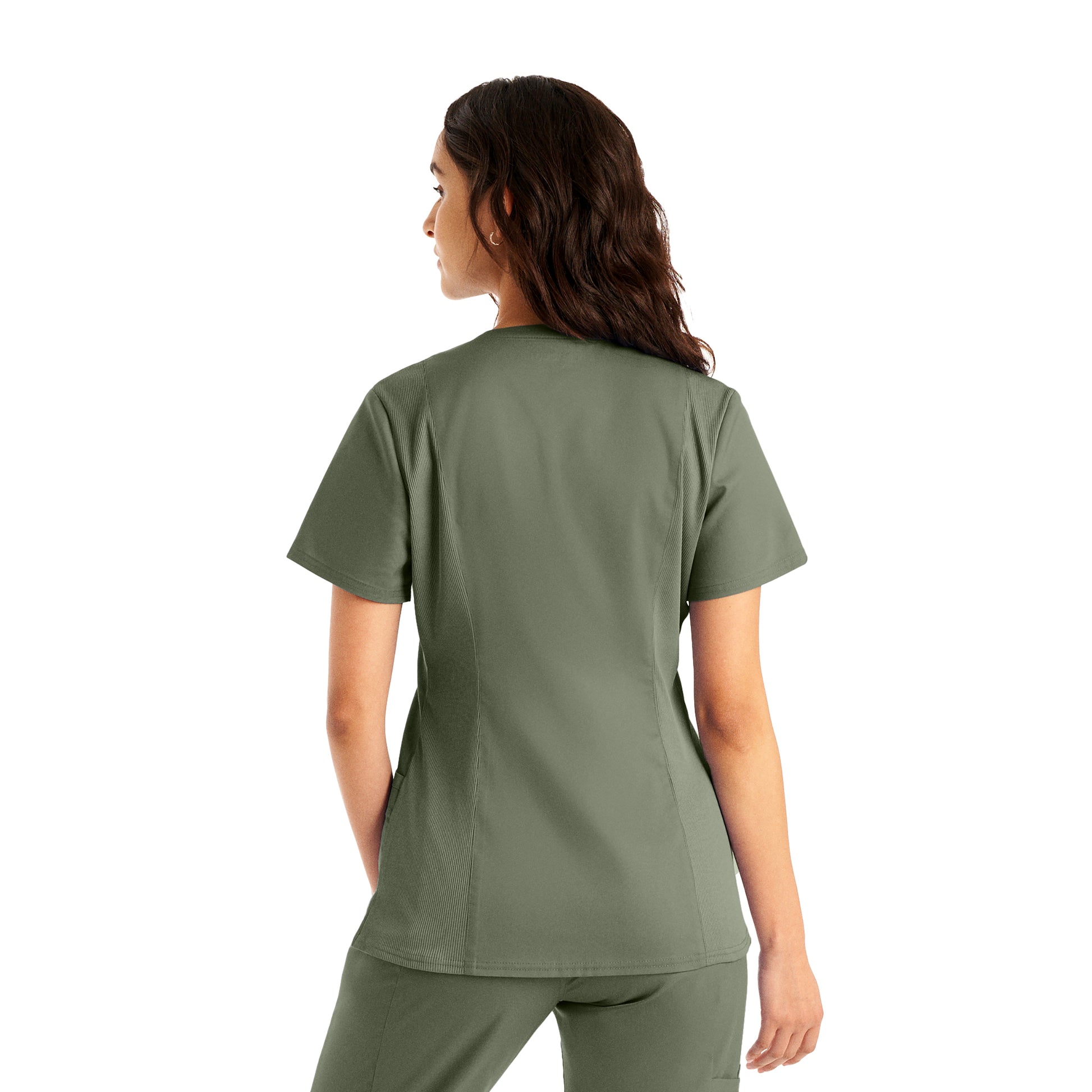 ProFlex LT105 Women's 3 Pocket V Neck Scrub Top Olive Moss Image