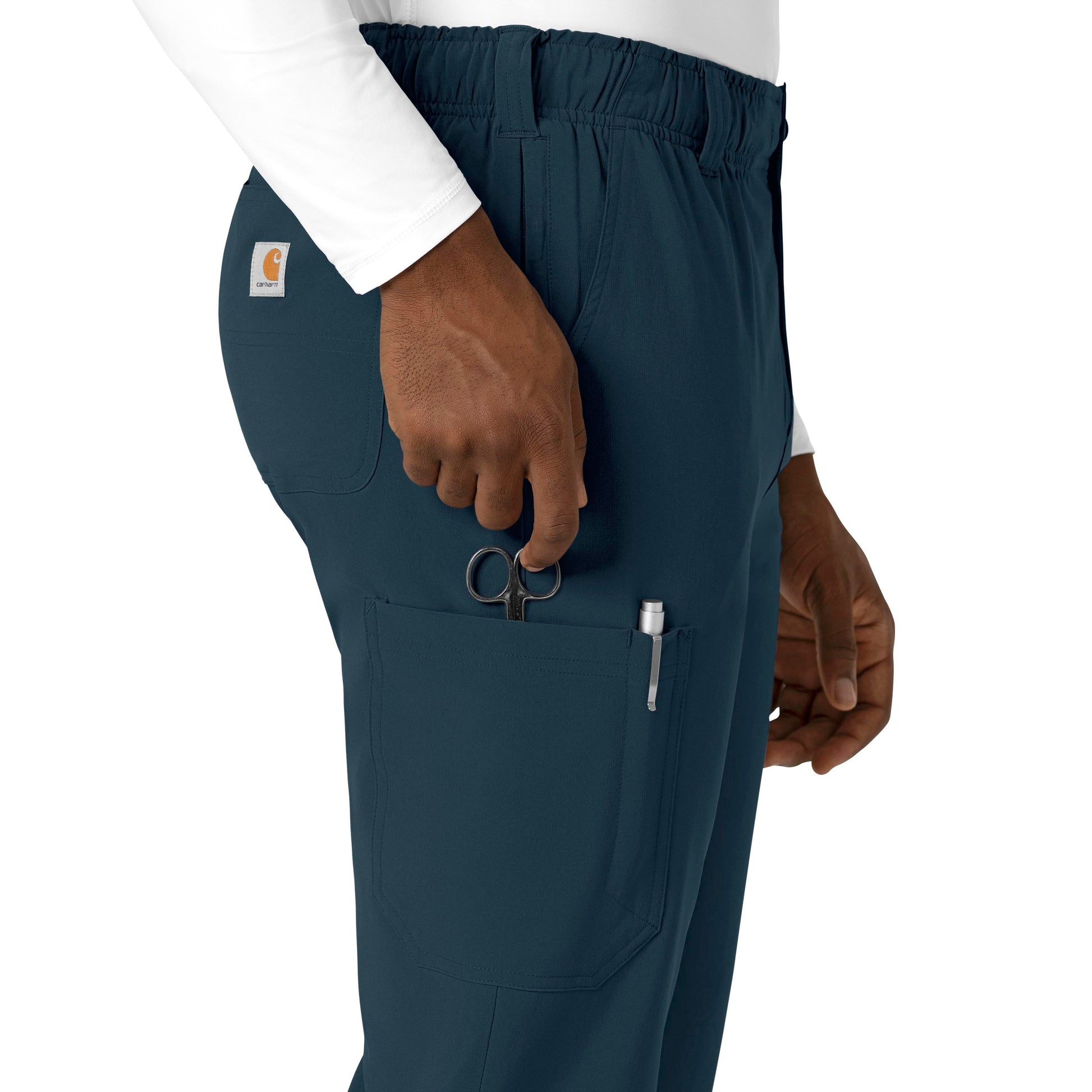 Force Cross-Flex C56410 Men's Straight Leg Scrub Pant Navy Model Image Alternate | Carhartt