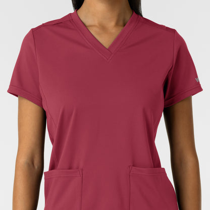 RENEW Knit 6559 Women's 2-Pocket Scrub Top Ruby